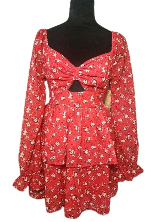 Riley + James Dresses & Skirts - Riley And James Floral Flutter Sleeve Dress Women's Sz L NWT Fairy Tiered Flowy